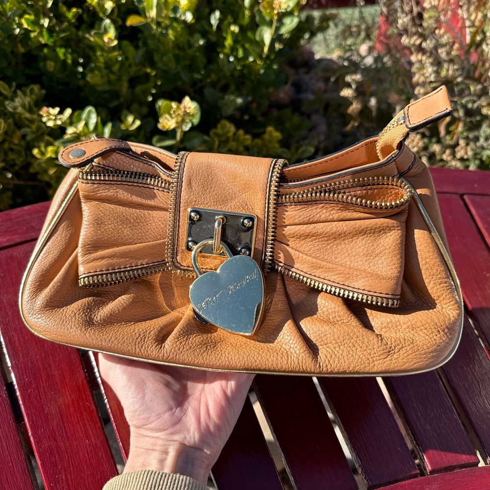 Betsey Johnson - Tan Leather Women's Bag with Heart Charm